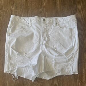 New York & Company distressed White Jean Shorts